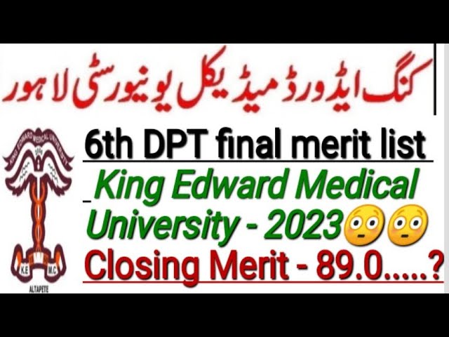 King Edward Medical University Closing Merit 2023