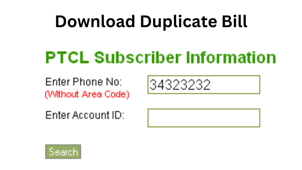 Duplicate Bills of PTCL 2023-24