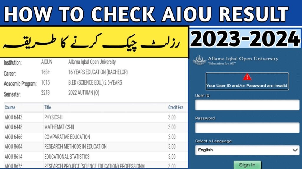AIOU Result 2024 BA By Name By Roll No