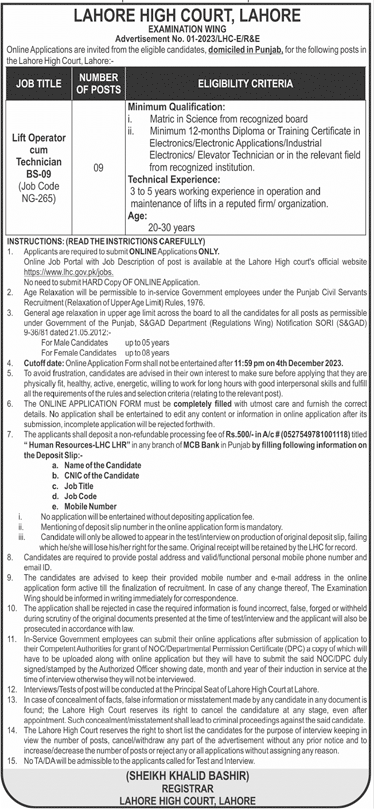 Lahore High Court Jobs 2023 Apply Online [link Out]