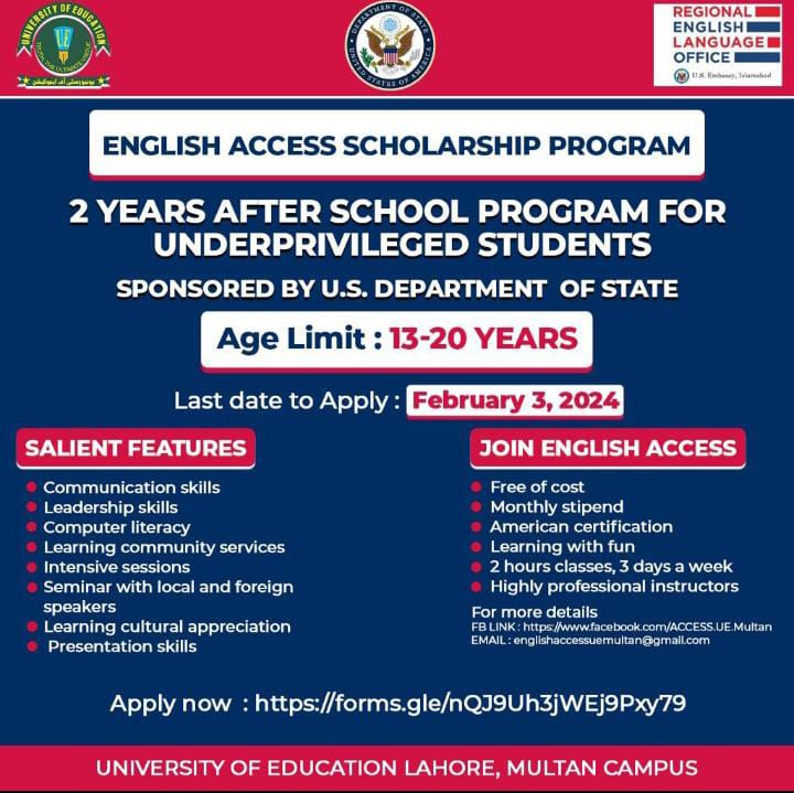 English Access Scholarship Program 2024 Application Form