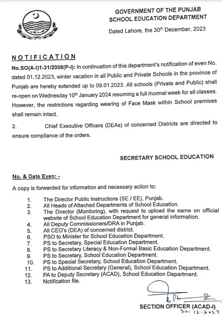 School Holidays In Punjab 2024 Extended Latest News
