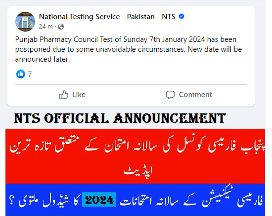 Why NTS Postponed Punjab Pharmacy Council Test 2024?